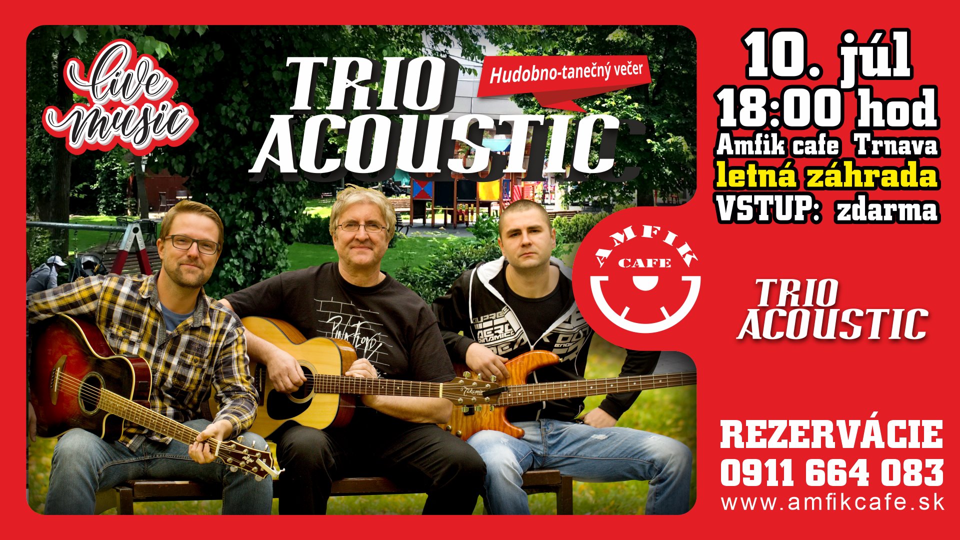 Trio Acoustic - Letná záhrada - Amfikcafe Trnava