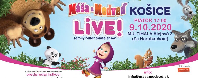 Máša a Medveď LIVE! - family roller skate show Košice Multihala