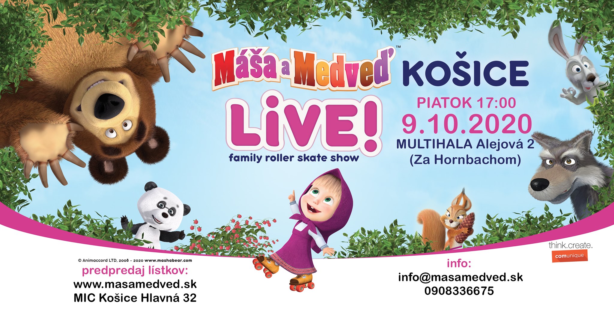 Máša a Medveď LIVE! - family roller skate show Košice Multihala