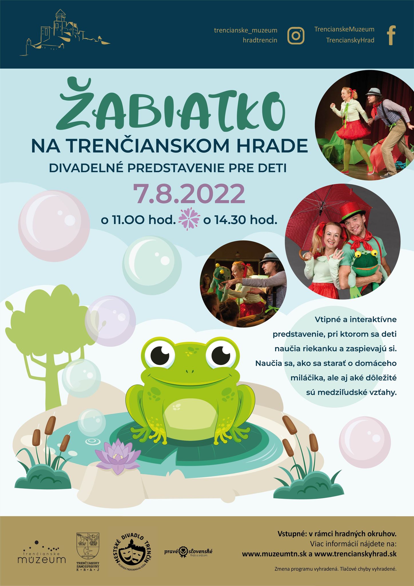 Žabiatko - divadelné predstavenie pre deti Trenčín Castle
