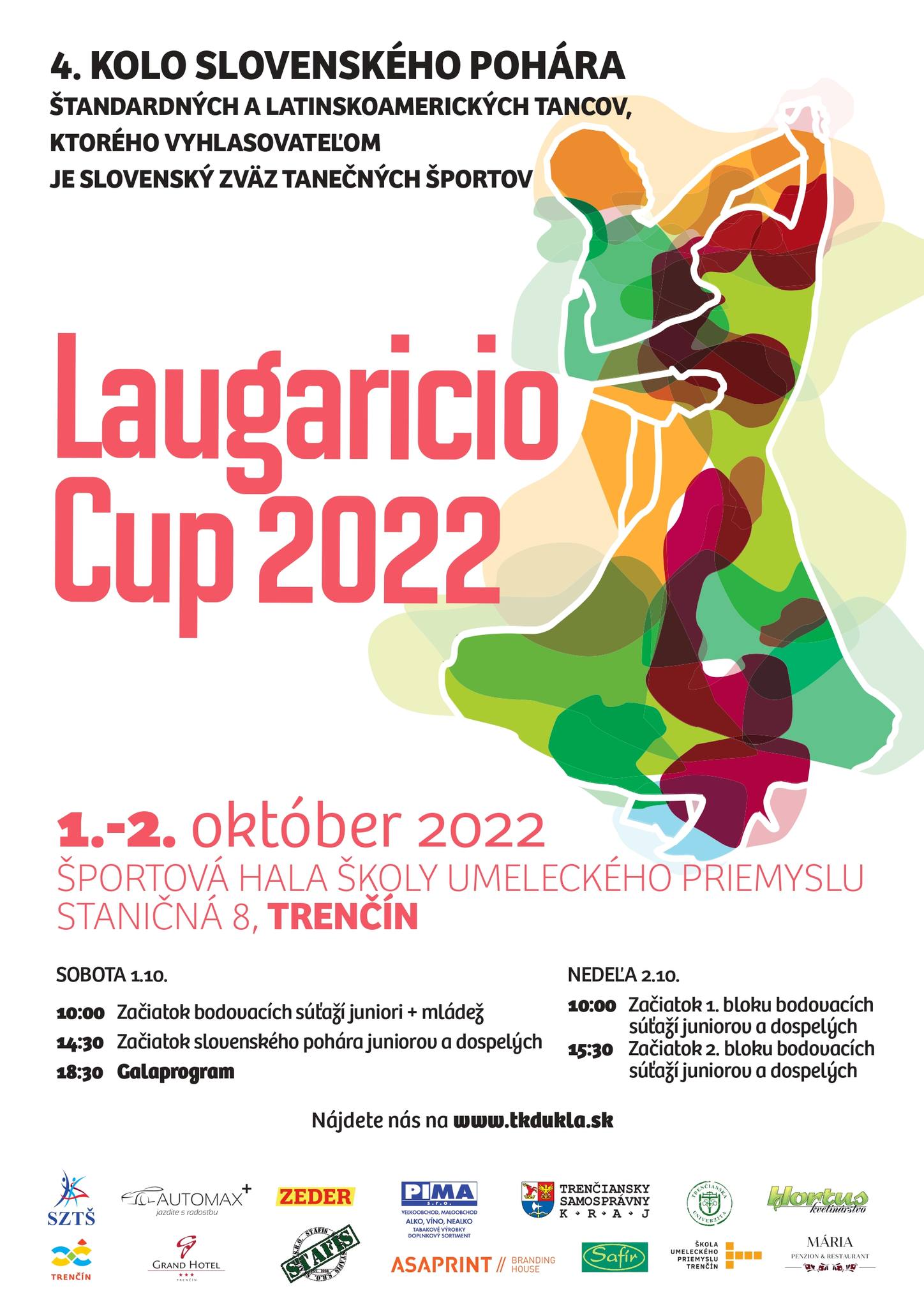 Laugaricio cup 2022 - 4.kolo Slovenského pohára v štandardných a latinskoamerických tancoch Škola umeleckého priemyslu Trenčín