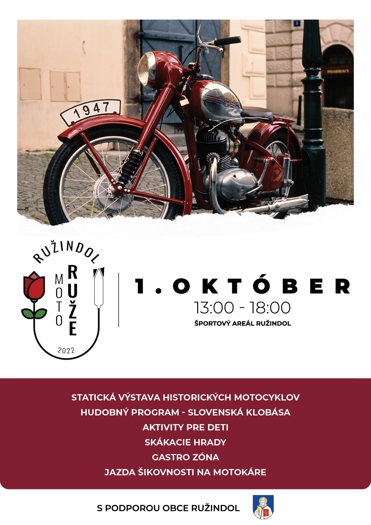 Pozvánka na 1. ročník jazdy historických motoriek v Ružindole