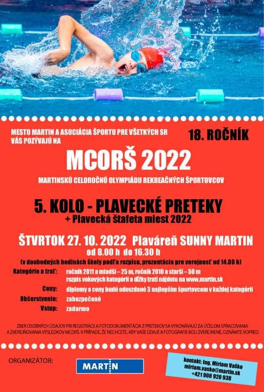 18. ročník MCORŠ 2022 - 5. kolo - plavecké preteky