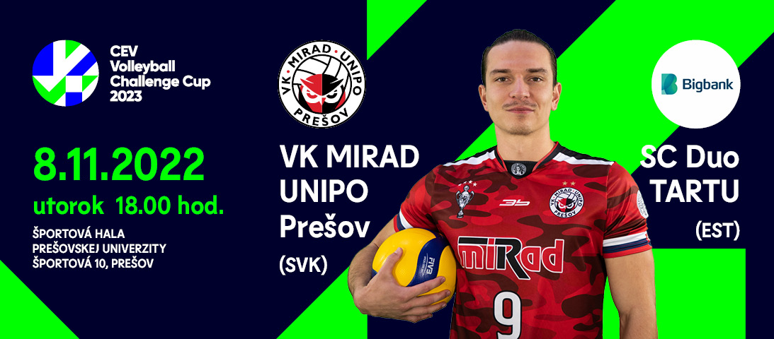 CEV Volleyball Challange Cup - VK MIRAD UNIPO Prešov vs. SC Duo Tartu