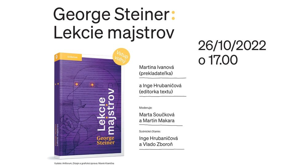 George Steiner: Lekcie majstrov / prezentácia prekladu