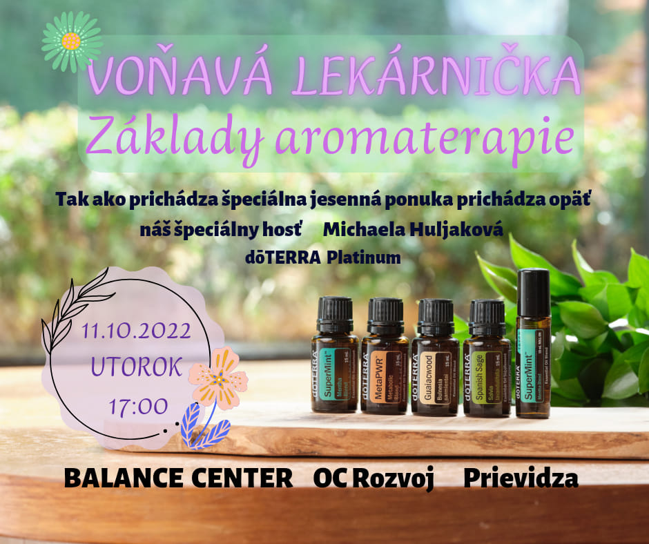 VOŇAVÁ LEKÁRNIČKA - Základy aromaterapie Balance center