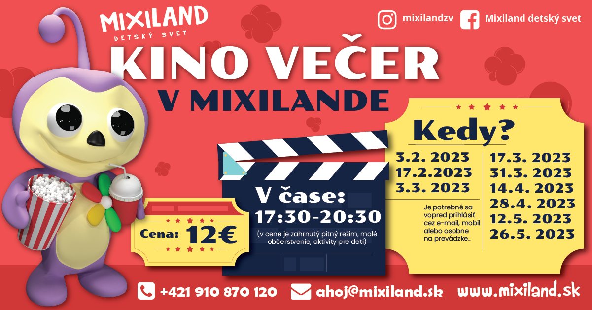 Kino večer v Mixilande Zvolen Mixiland detský svet