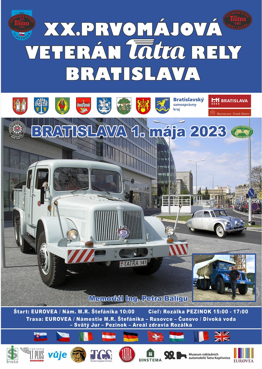 Prvomájová veterán Tatra rely Bratislava 2023 EUROVEA - Námestie M.R. Štefánika