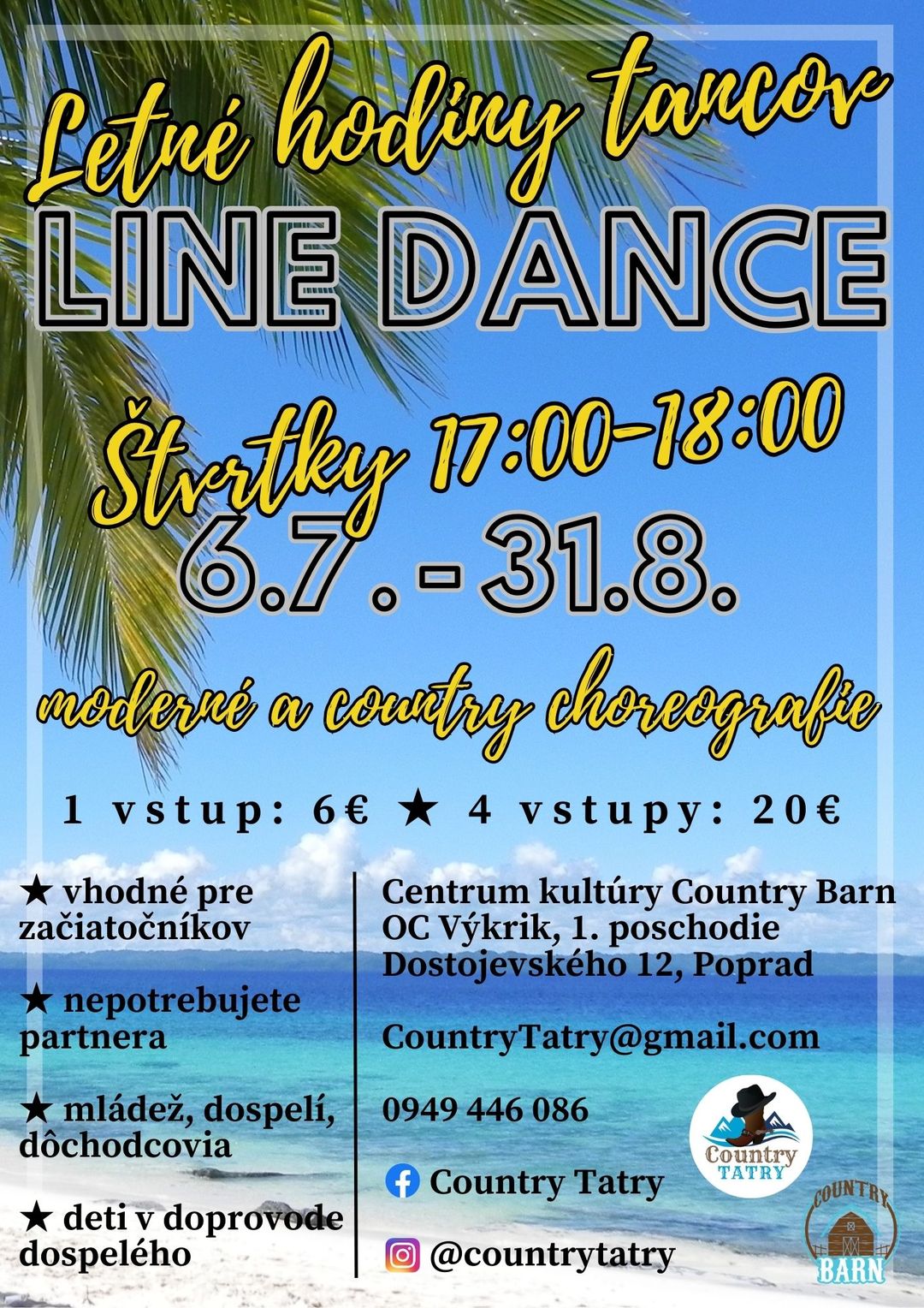 Letné hodiny tancov Line Dance Centrum kultúry Country Barn