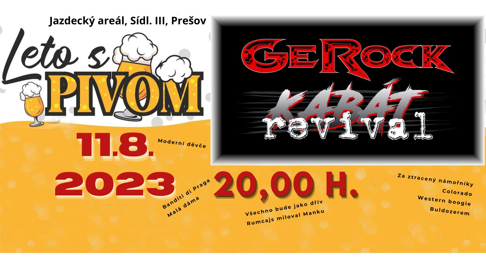 Pivný festival Prešov  s GeRock Kabát revival Jazdecký Areál